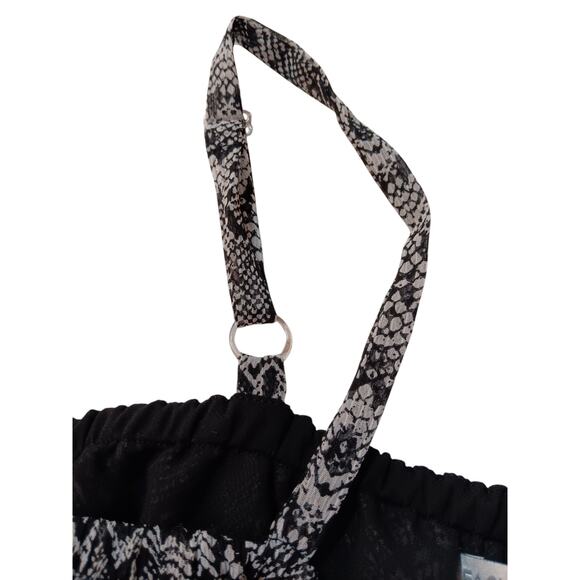 VINTAGE Y2K FASHION BUG Top Blouse M‎ Strappy Ruffle Snake Print Python Coquette - Picture 8 of 9